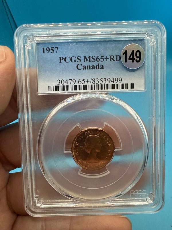 Canada 1 Cent 1957 — Elizabeth II, PCGS MS65+ RD