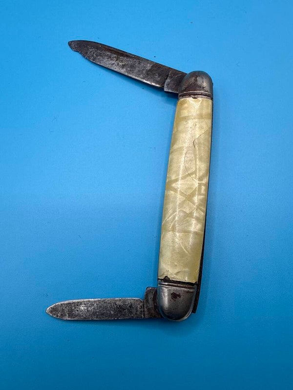 Vintage Senator Pen Knife — Cracked-Ice Pearl Celluloid