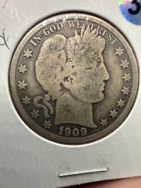 USA Barber Half Dollar 1909-O — .900 Silver, Last New Orleans Issue