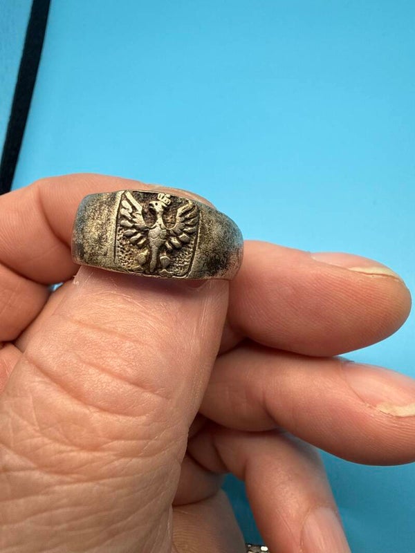 Poland — Polish Eagle Silver Band Ring, Patriotic, Large Size