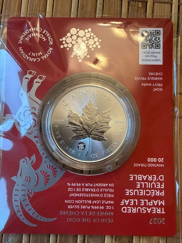 2027 Treasured Maple Leaf — Year of the Goat Privy, 1 oz 99.99% Silver