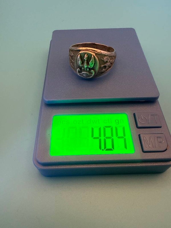 Polish WWII Patriotic Signet Ring — Eagle Medallion, Size US 10.5