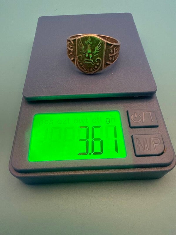 Polish WWII Signet Ring "JERUSALEM 1942" — Anders Army, Silver, Size US 9.5
