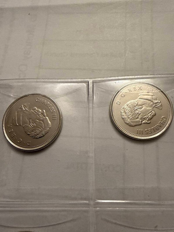 2026 Canada 25 Cents Pair — Caribou, Charles III, BU (2 coins