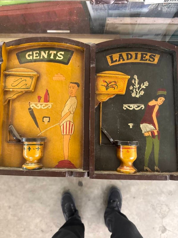 Vintage "Gents" & "Ladies" Wooden Bathroom Signs — Hand-Painted Pair