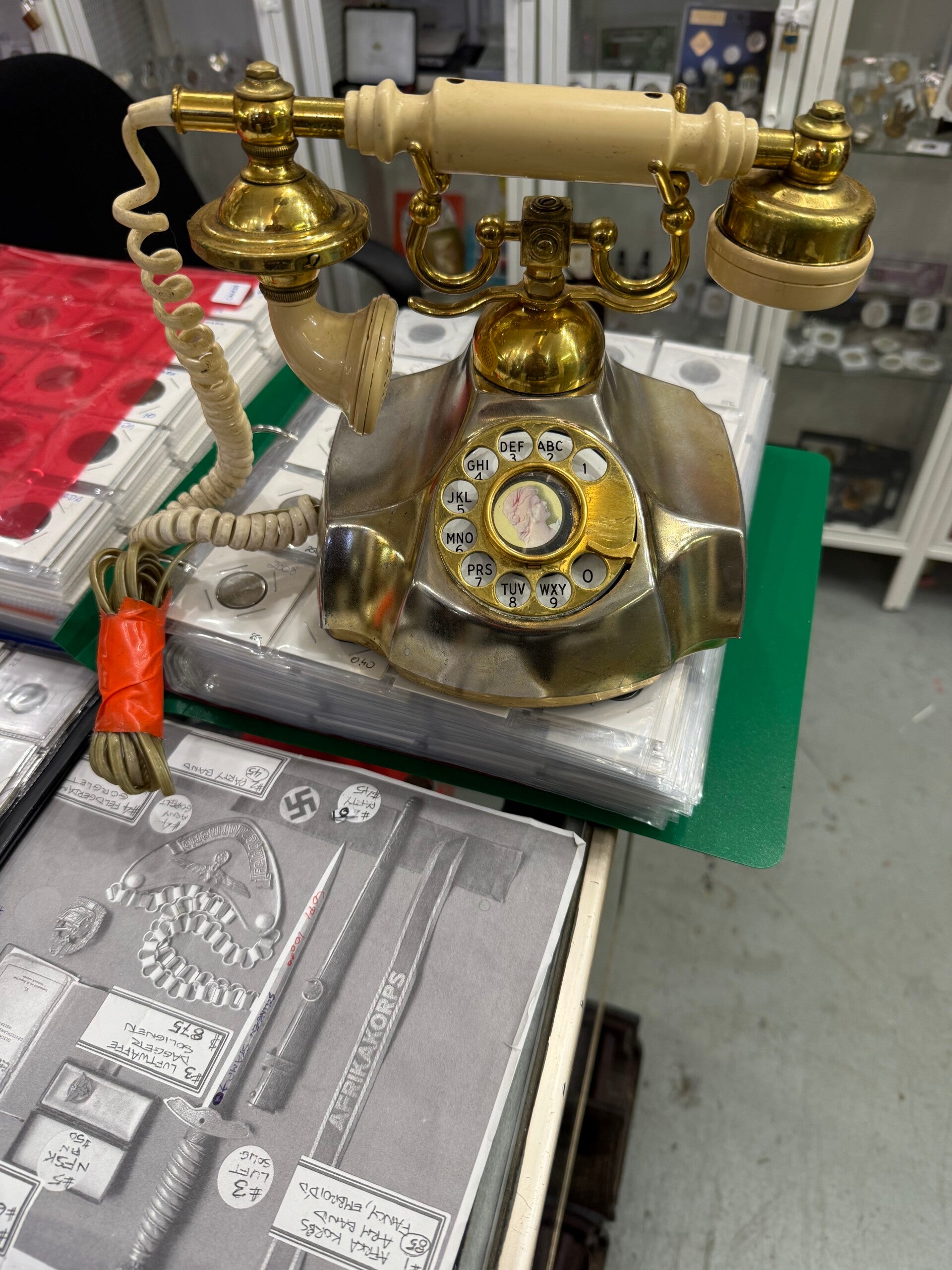 Gold French-Style Rotary Telephone — Vintage Novelty, Made in Japan