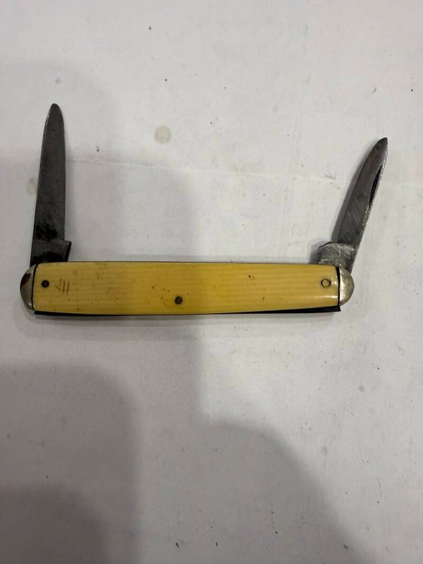 Vintage Two-Blade Pocket Knife — A.W. Wadsworth Tang Stamp, Cream Handles