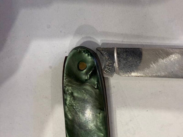 Vintage Two-Blade Pocket Knife — Green Pearloid Handles
