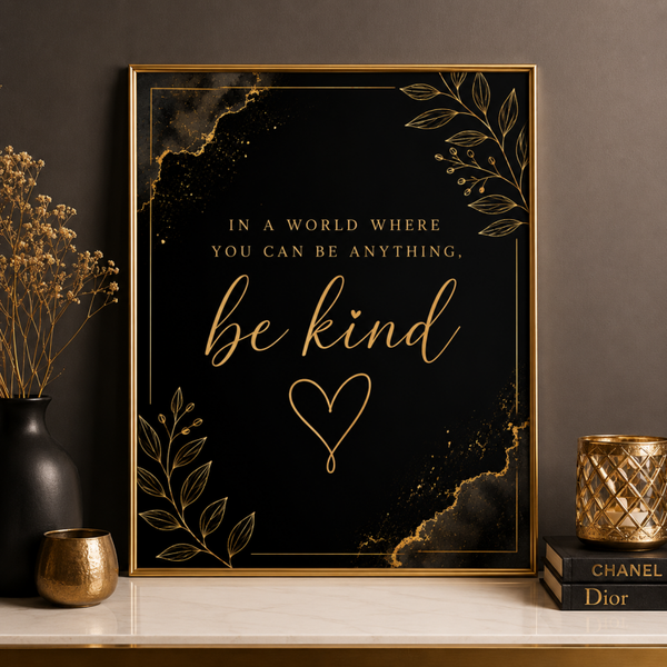 Be Kind Black & Gold Printable Wall Art