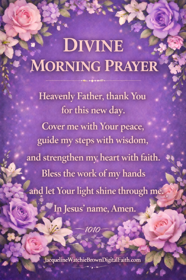 Divine Morning Prayer – Purple Floral Large Print Faith Art (Digital Download