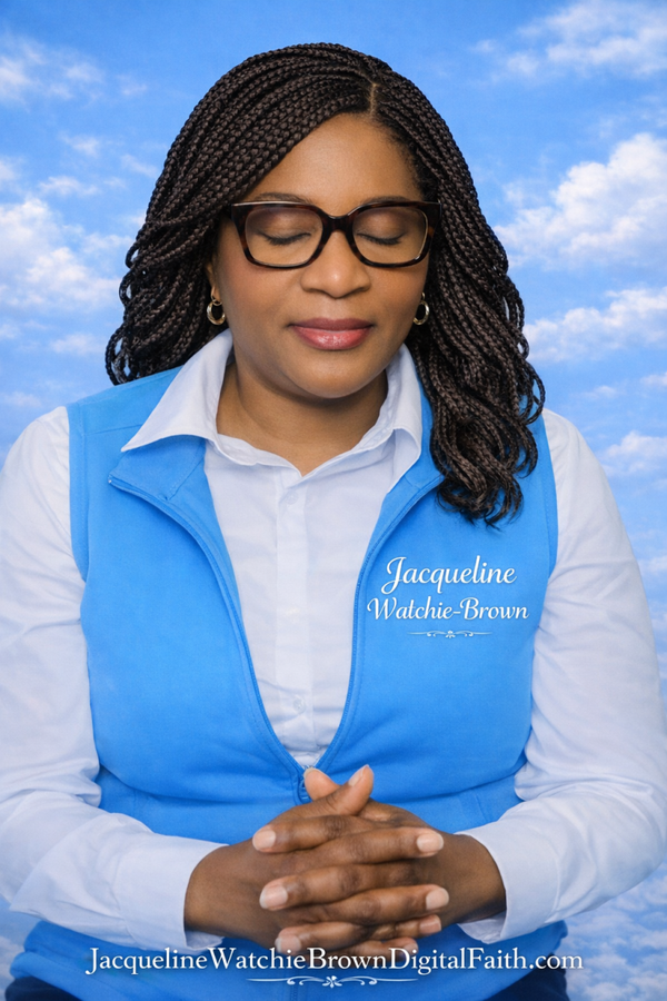 Peaceful Prayer Portrait – Sky Blue Faith Art 👍💙