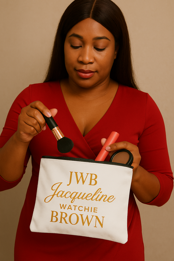 Jacqueline Watchie Brown Personalized Makeup Bag – Golden Signature Design