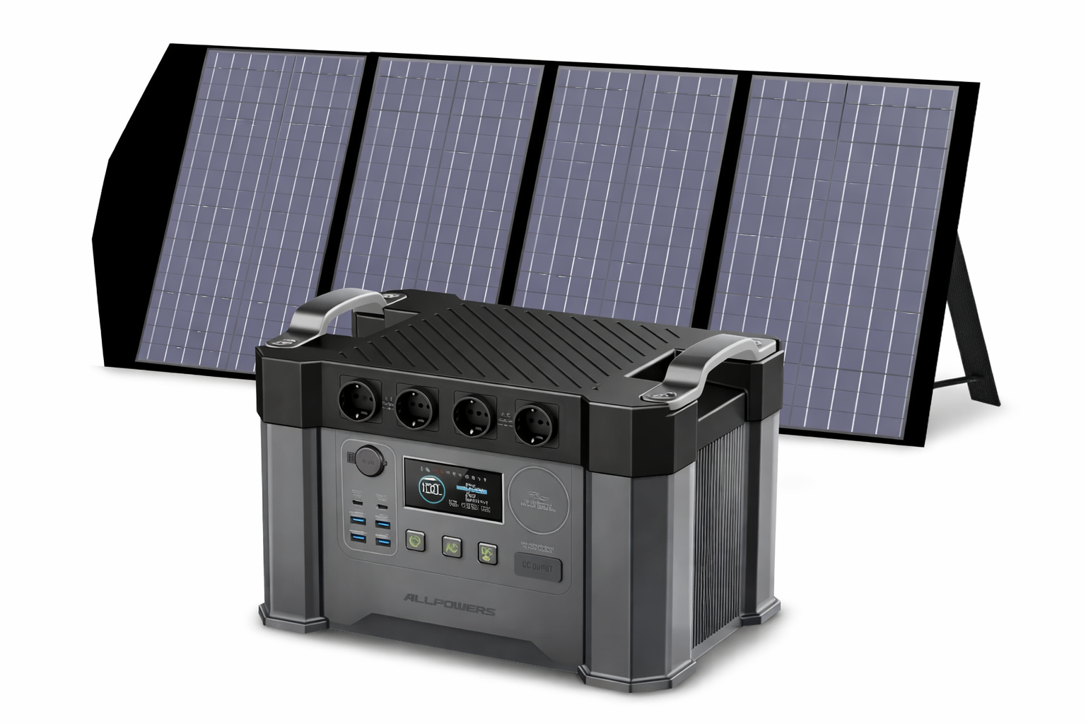 Powerstation mit Solarpanel für autarke Stromversorgung ohne Netz
