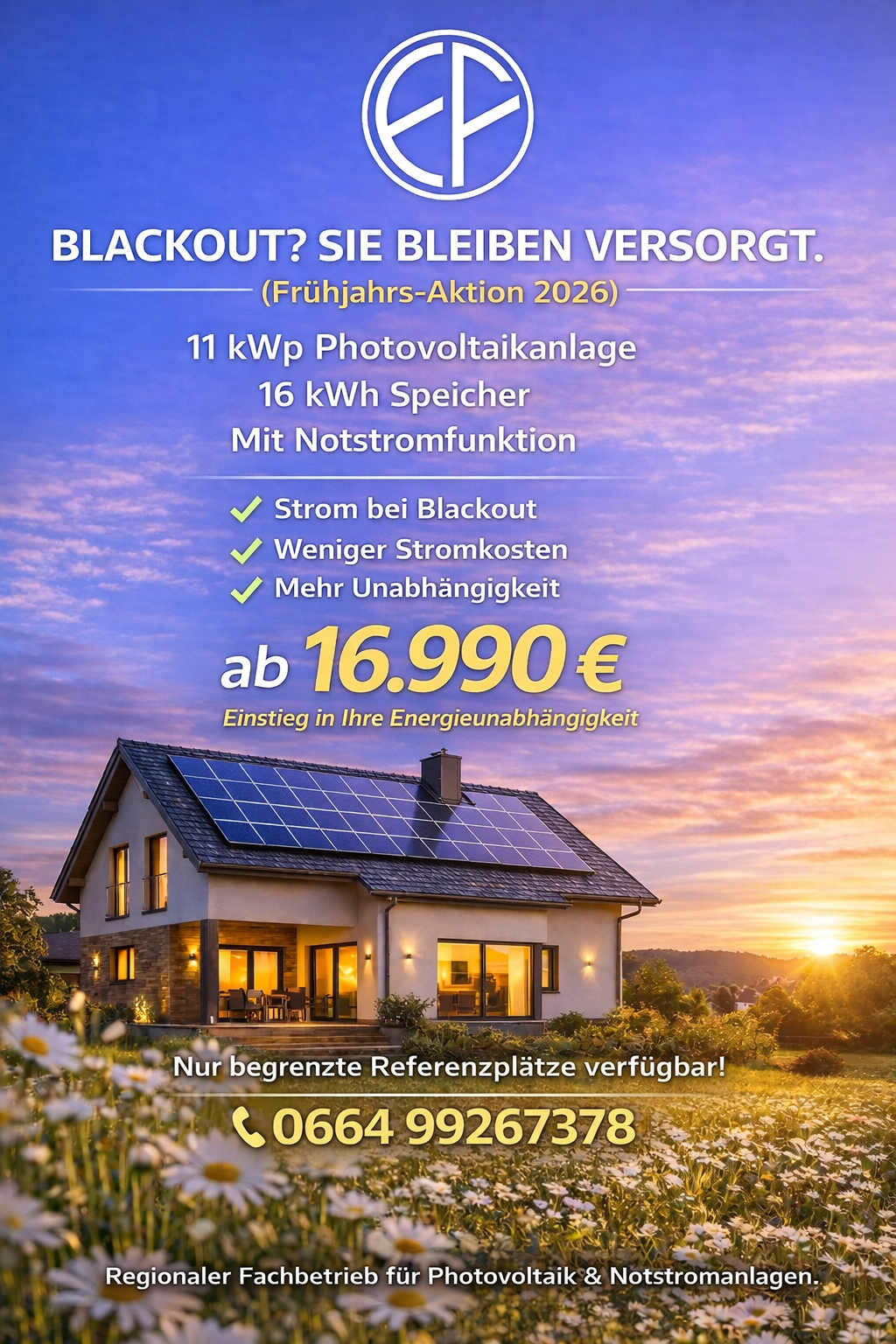 Notstromlösung für Zuhause in der Steiermark mit Photovoltaik und Speicher