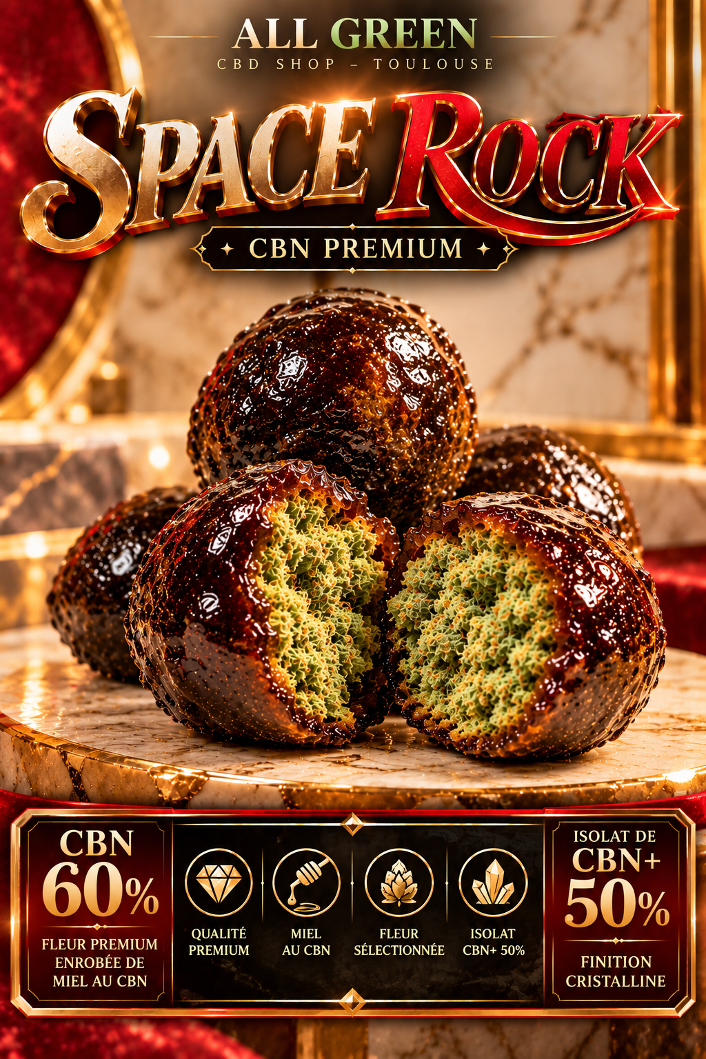 SPACE ROCK — CBN Premium 60% • Isolat CBN+ 50%.