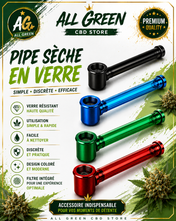 Pipe sèche en verre avec étui
