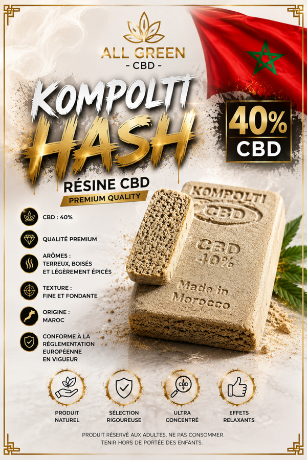 KOMPOLTI HASH CBD 40%  QUALITÉ PREMIUM