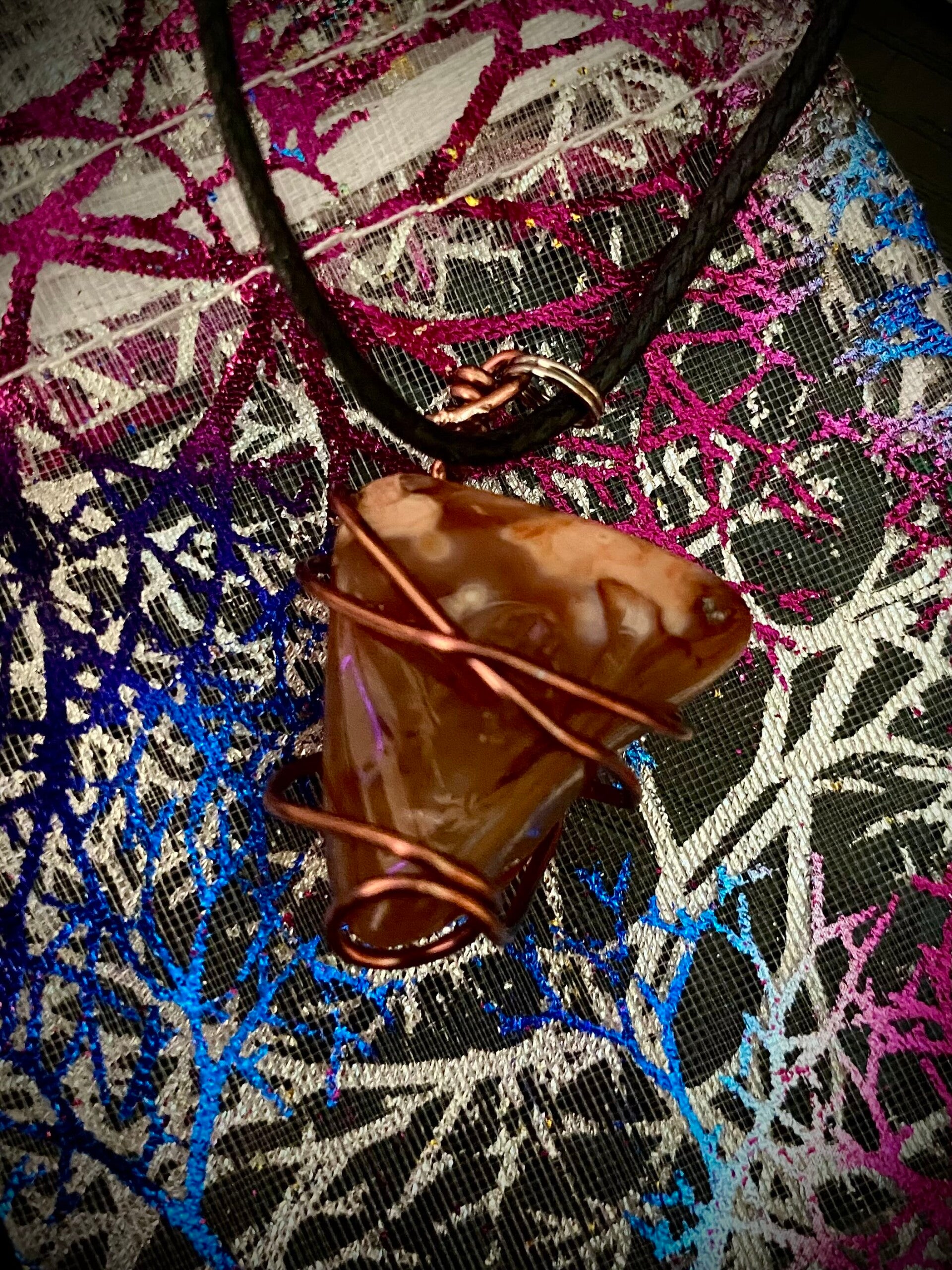 Carnelian Agate Wire Wrapped Crystal Necklace