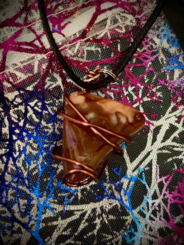 Carnelian Agate Wire Wrapped Crystal Necklace
