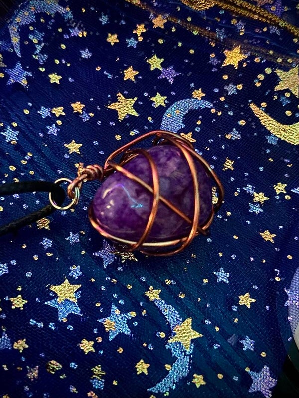 Amethyst Wire Wrapped Crystal Necklace
