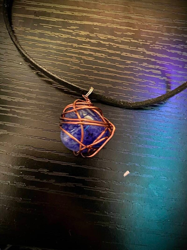 Lapis Lazuli Wire Wrapped Crystal Necklace
