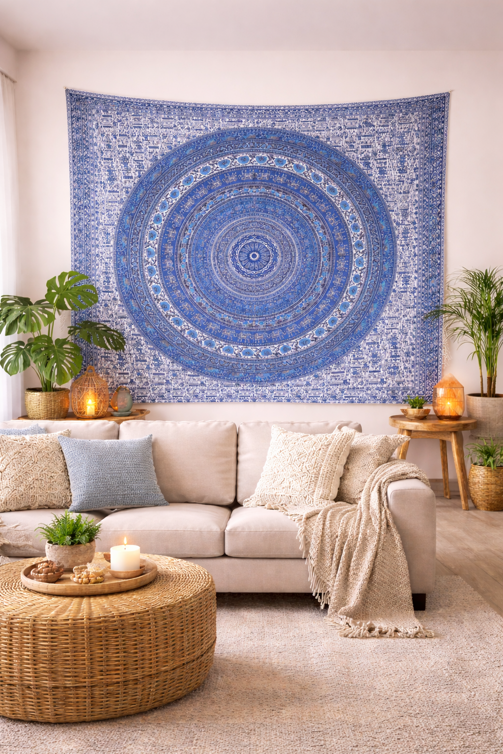 Boho Elephant Mandala Tapestry – Bohemian Bedspread – Wall Hanging Decor – Hippie Room Decor – Spiritual Yoga Blanket – Ethnic Home Decor