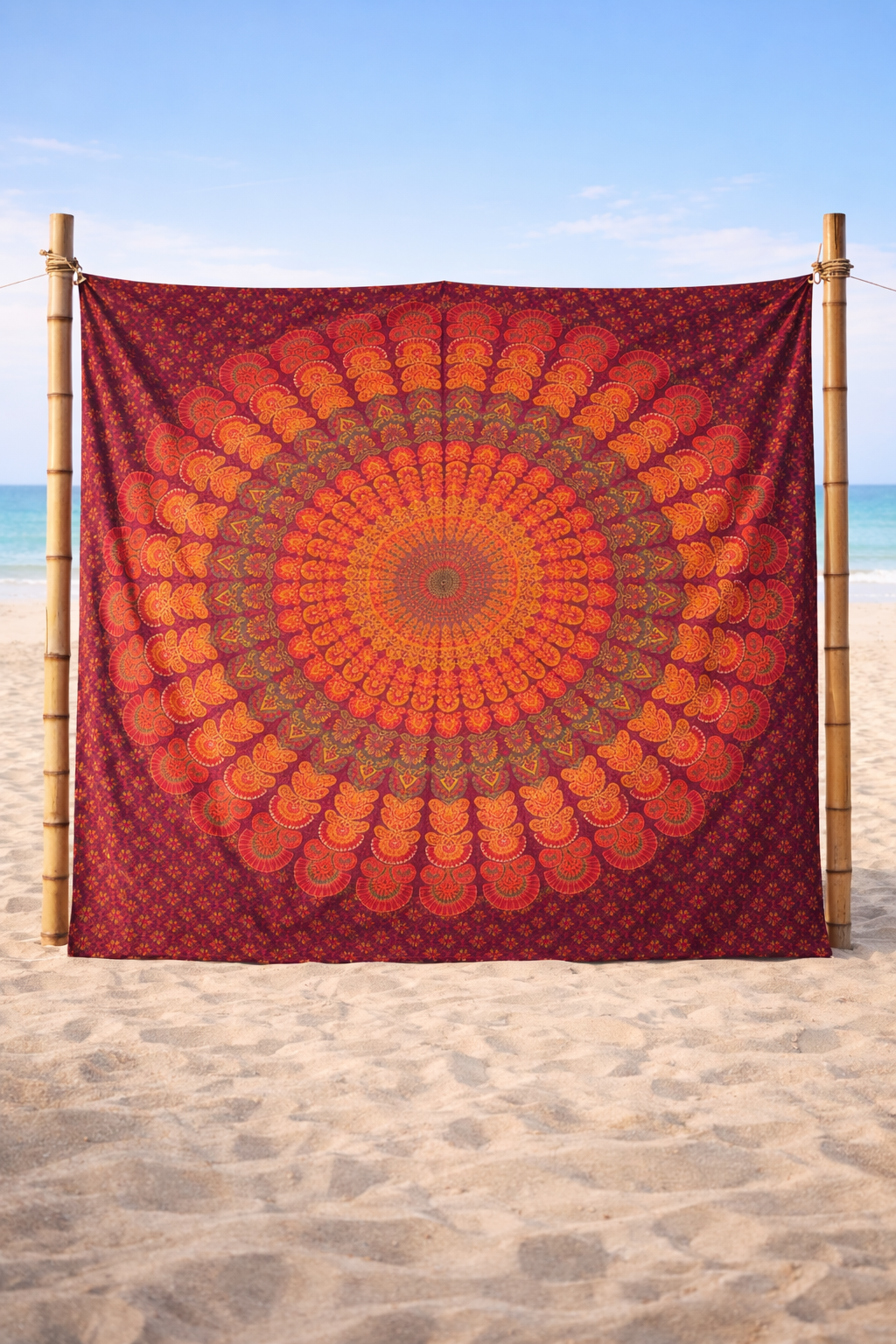 Tenture Murale Mandala Bohème 100% Coton – Décoration Hippie Festival – Couvre-lit Plaid Multicolore – Grand Format 210x240 cm
