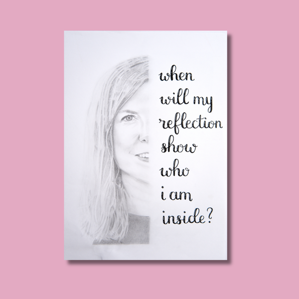 Portrettekening met persoonlijke quote