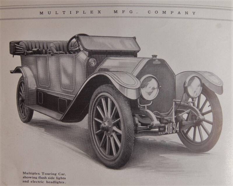 Folleto de automóviles Multiplex de 1912 Touring Ca