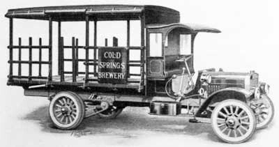 Camión cervecero Atterbury con carrocería Abresch para la cervecería Cold Springs (1913).