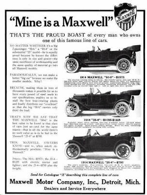  anuncio de Maxwell que muestra un nuevo emblema de radiador (1914) 