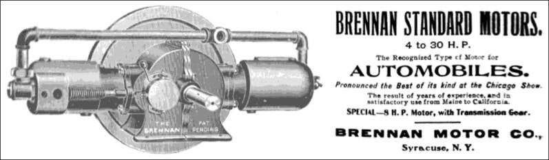Anuncio de 1902 de un motor Brennan – The Horseless Age, 5 de junio de 1902