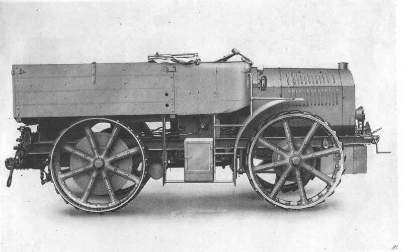Skoda -Austro-Daimler Artilleriezugwagen 'M 17 'Goliath' ', tractor de artillería 4x4 austrohúngaro con motor eléctrico y de gasolina, 1917