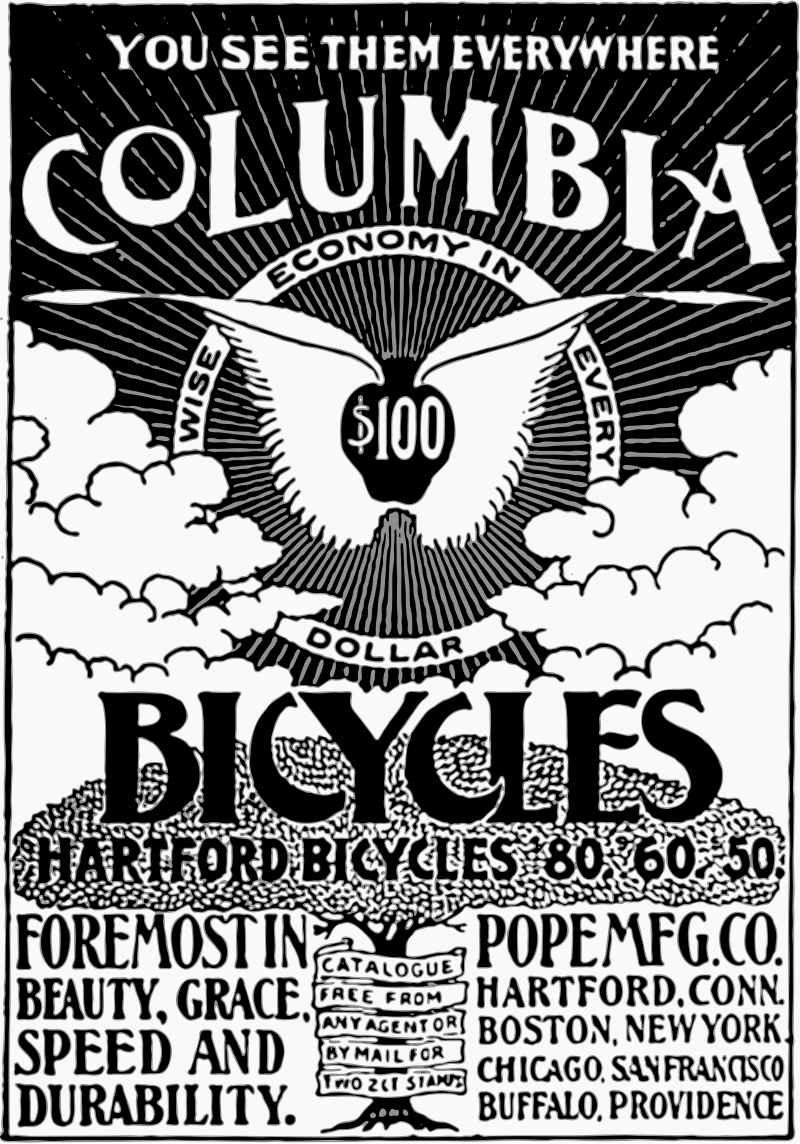 Anuncio de 1886 de Columbia Bicycles