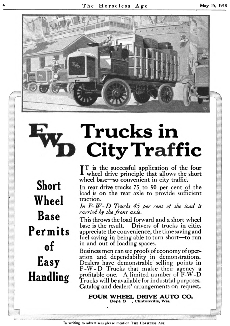 Anuncio de 1918 en The Horseless Age