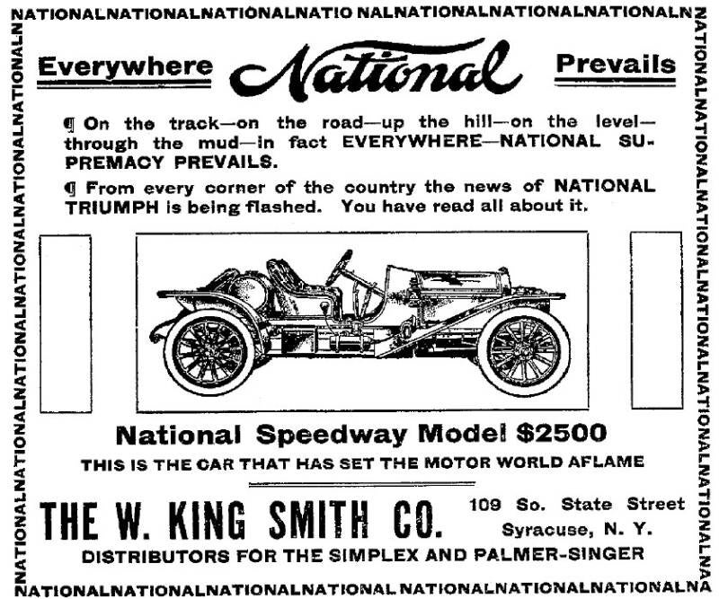 Anuncio del National Automobile de 1910 - Syracuse Post-Standard, 11 de junio de 1910