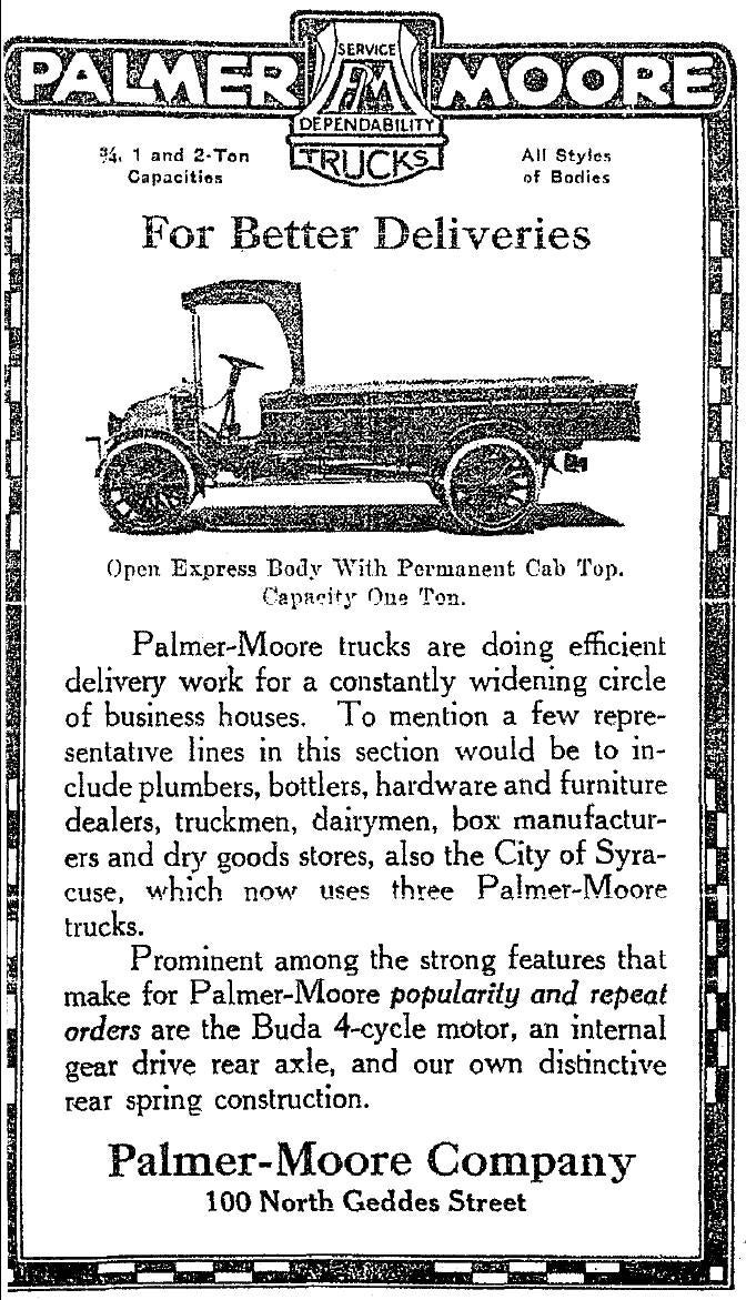 Palmer-Moore Company Advertisement "Open Express Body" - Syracuse Herald, October 29, 1916