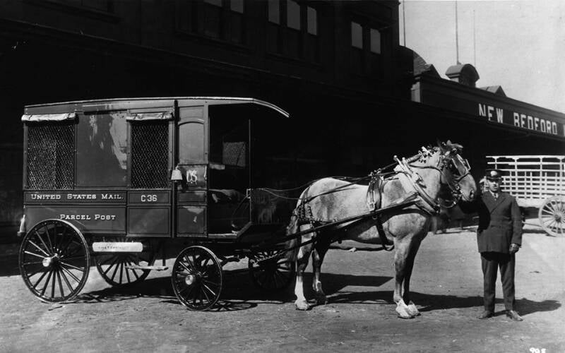 Vagón de paquetes postales en New Bedford, Massachusetts