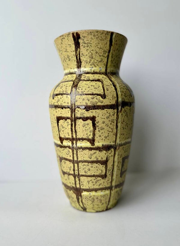 West Germany - Grote Vaas - Geel - Geometrisch patroon VERKOCHT