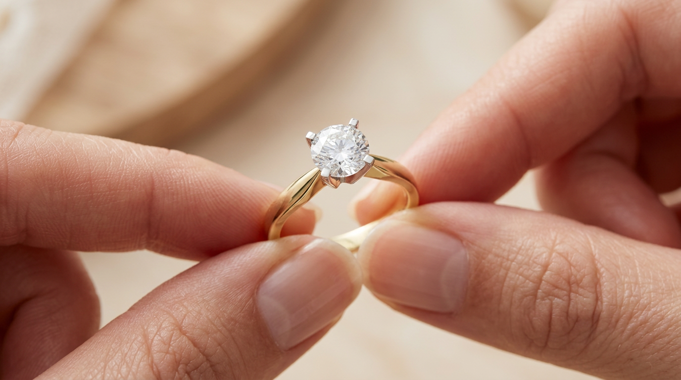 Diamond engagement ring being assessed for an insurance valuation in Ireland