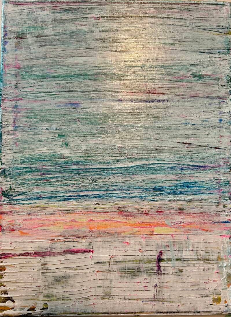 Figuurtje op het strand 30*40