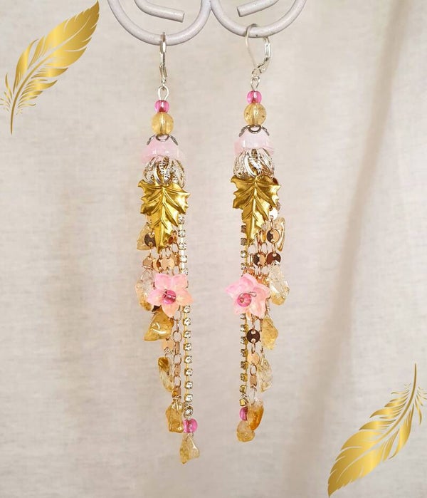 Boucles d'oreilles Fleur de Citrine rosée