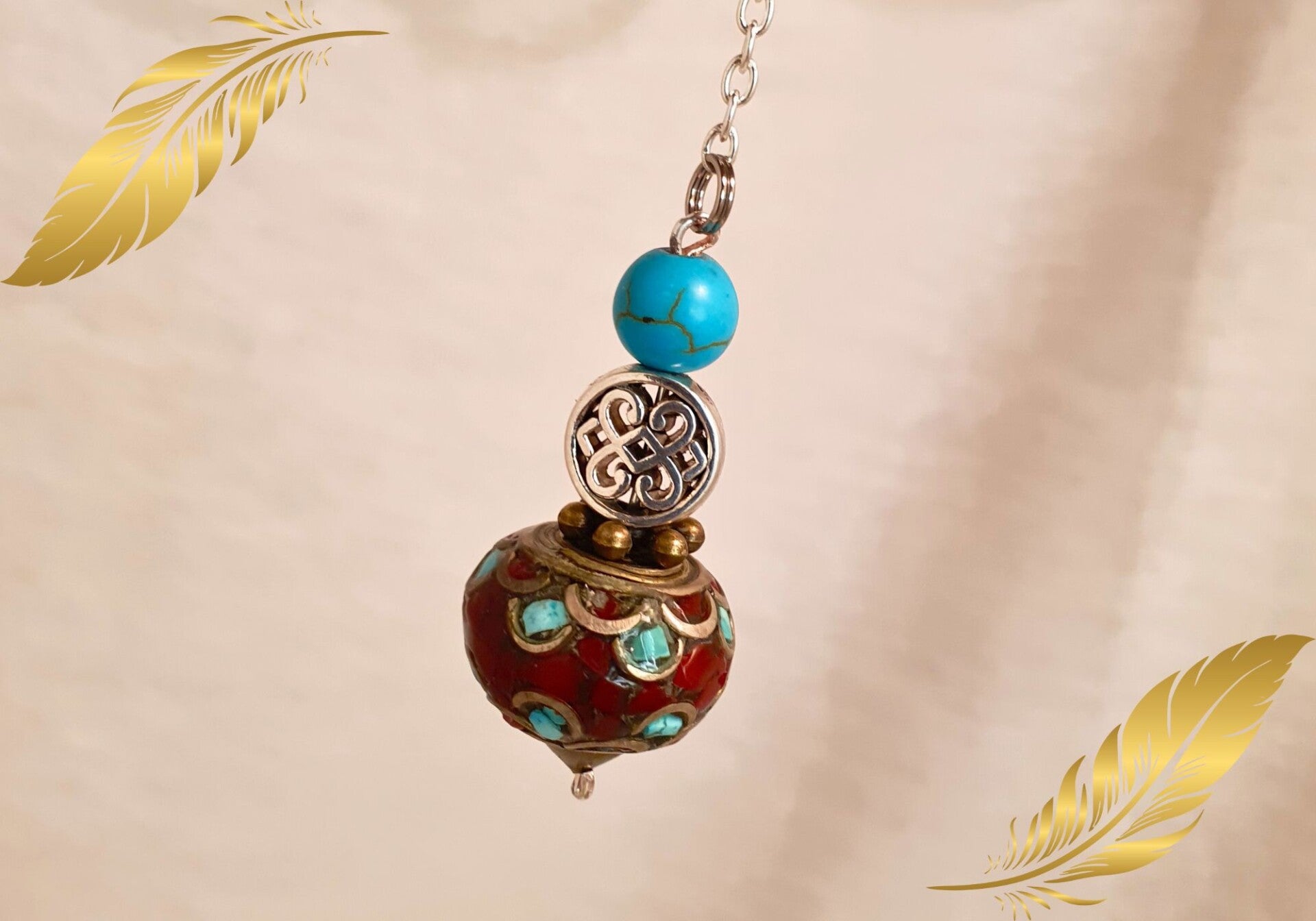 Pendule Tibétain - Turquoise - Corail & Turkénite