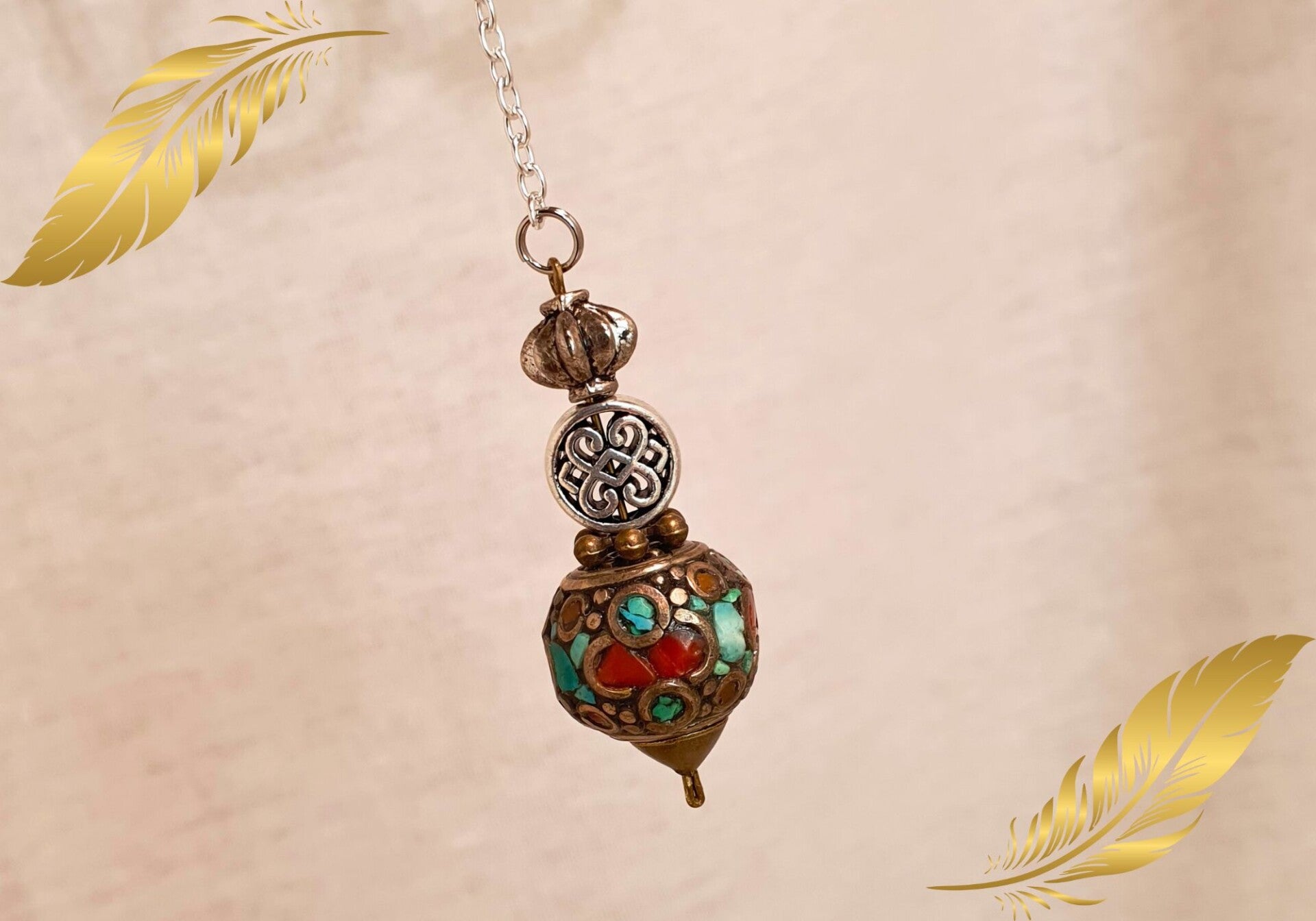 Pendule Tibétain - Turquoise & Corail