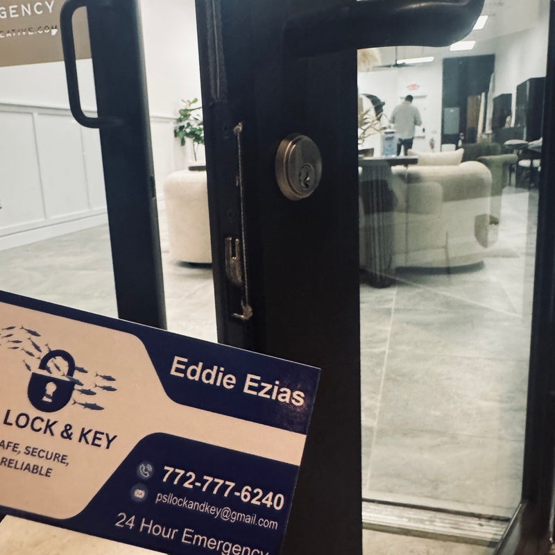 Commercial door with a newly installed lock in Fort Pierce by PSL Lock and Key - High-quality locksmith services for businesses in Fort Pierce, FL.