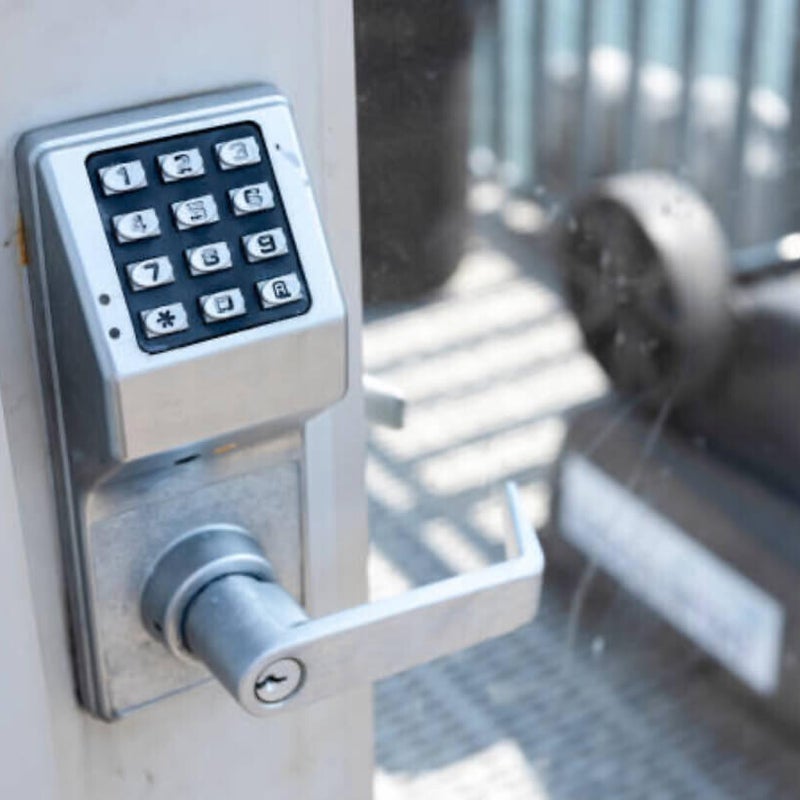 Commercial lock on door