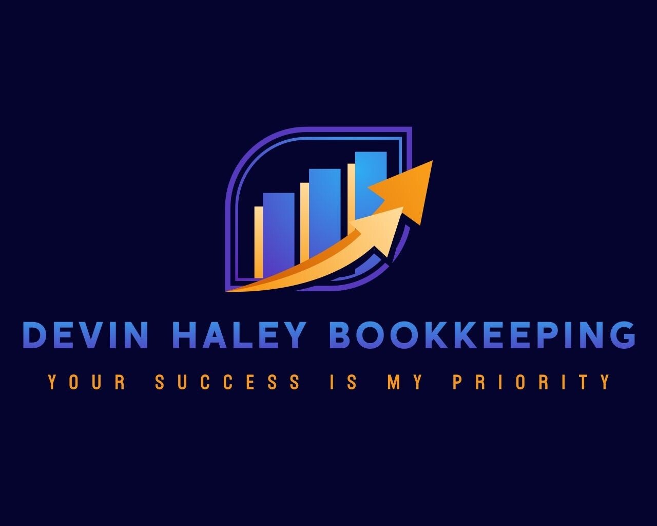 Devin Haley Bookkeeping logo -  helping small business owners clean up, catch up, and grow stronger.	