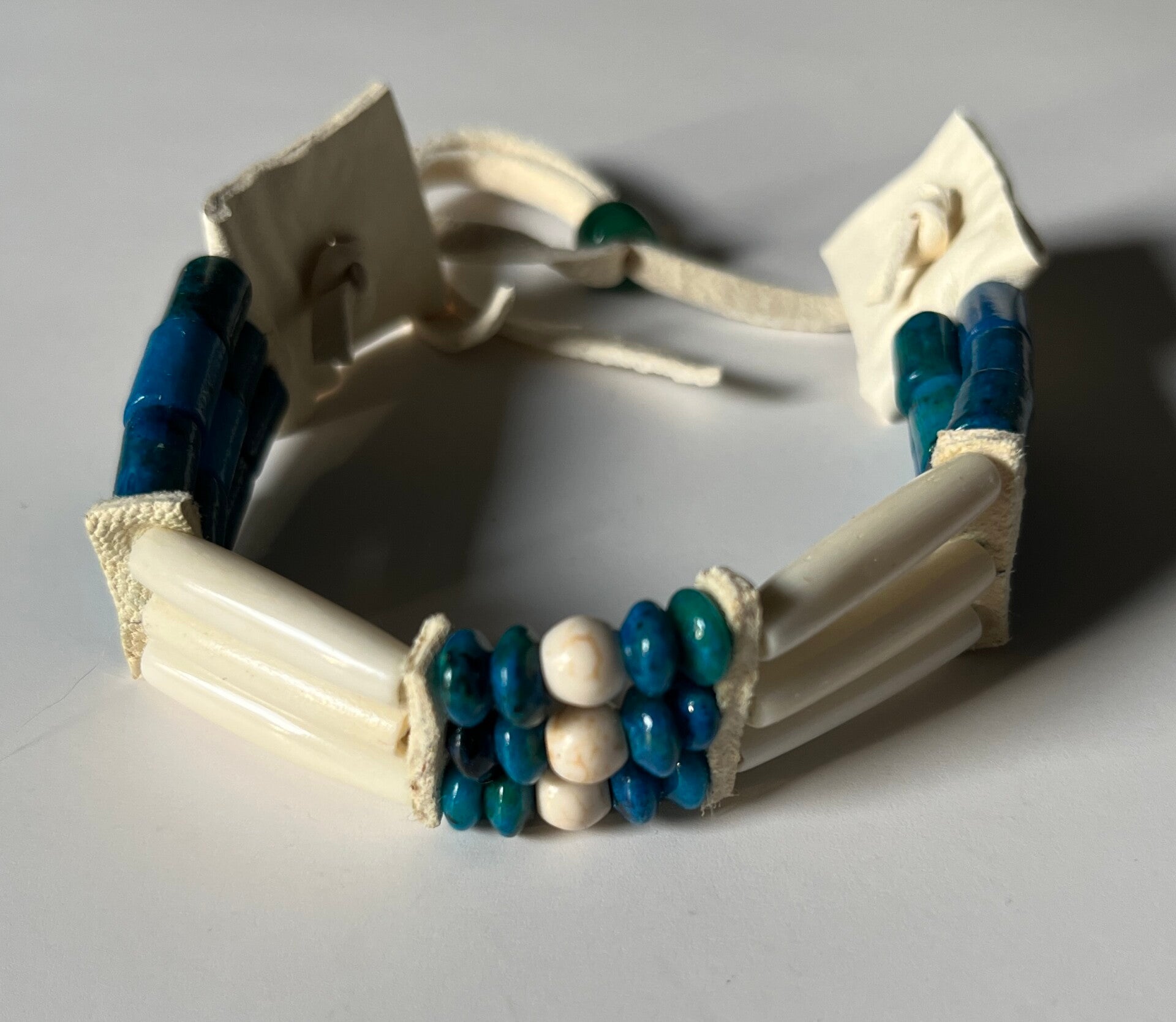 3 Strand Blue Apatite & Dyed Howlite Bracelet