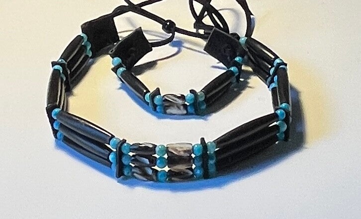 Dyed Agate Aqua Gemstone Necklace & Bracelet Set