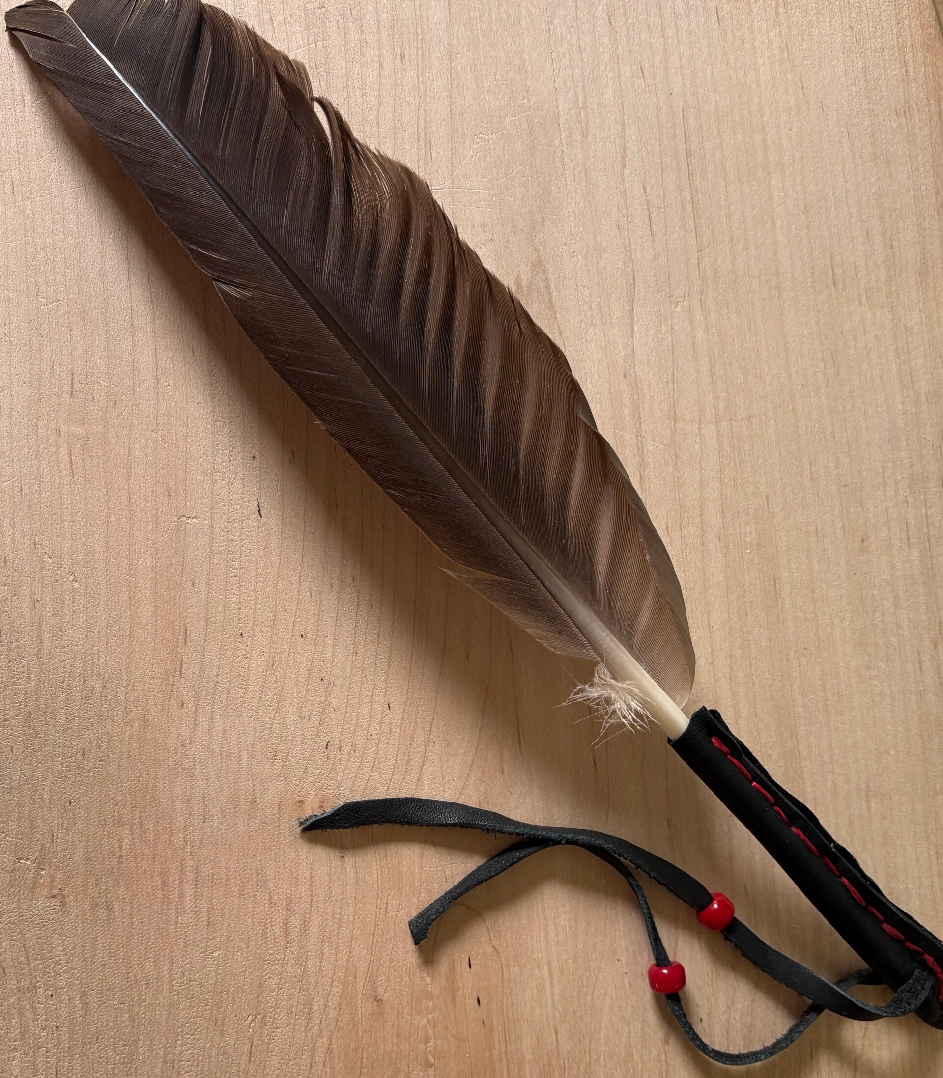 Leather Wrapped Goose Feather